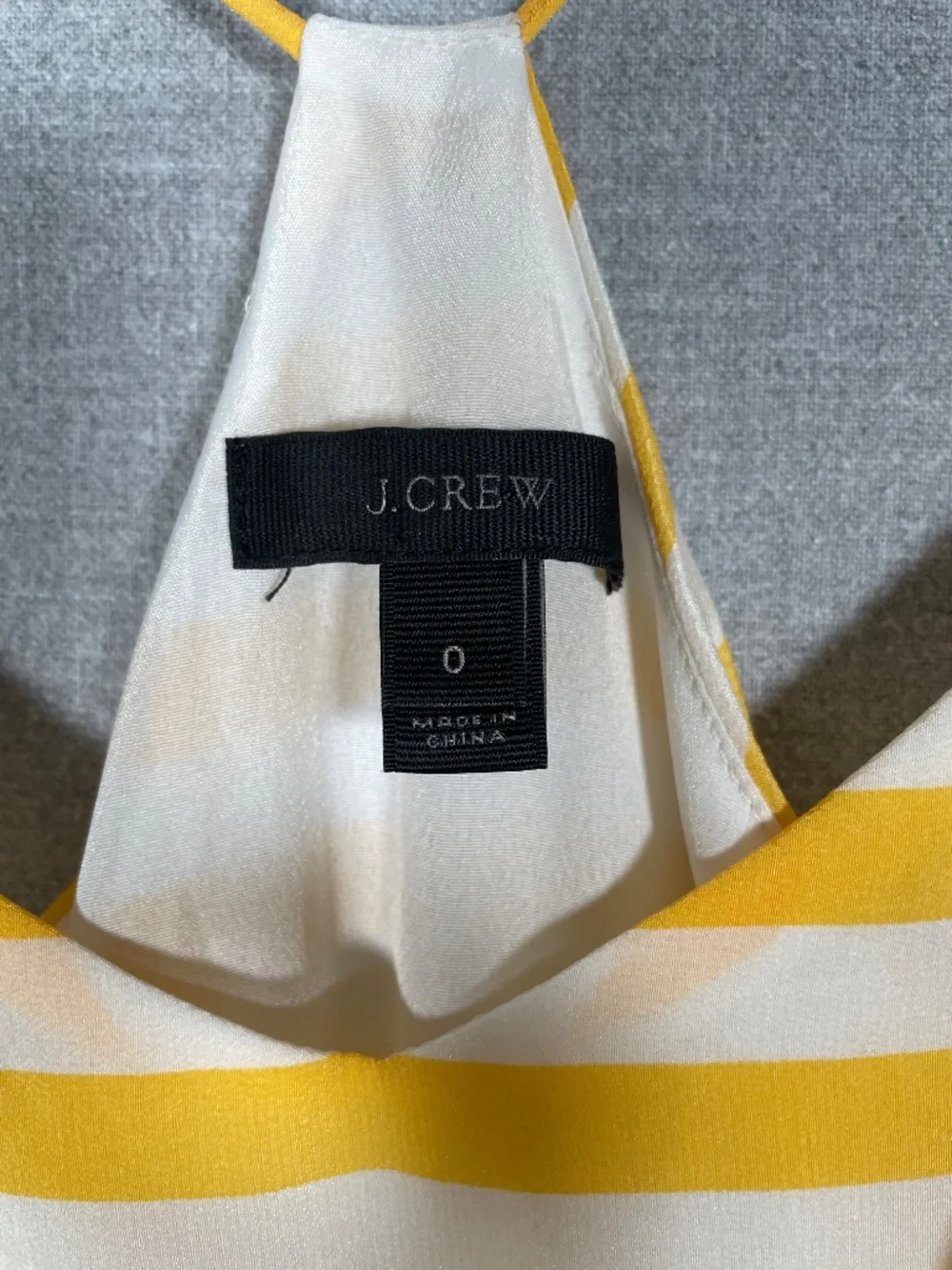 J. Crew Carrie Silk Midi Dress 0 Yellow White Stripe Cami Racerback Side Slit